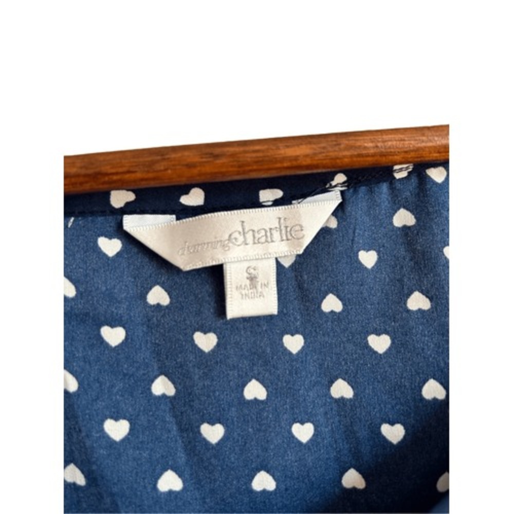 Charming Charlie‎ Women's Blue Sleeveless Heart Print Tank Top - Picture 2 of 5